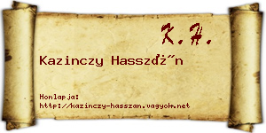 Kazinczy Hasszán névjegykártya